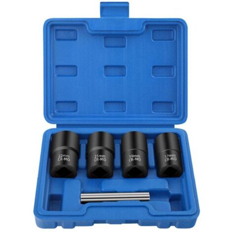 Jeu de douilles d'extraction d'écrous dénudés, Kit d'extraction de 1/2 pouces pour un retrait facile des écrous et boulons endommagés, arrondis rouillés, 5 pièces (1/4)