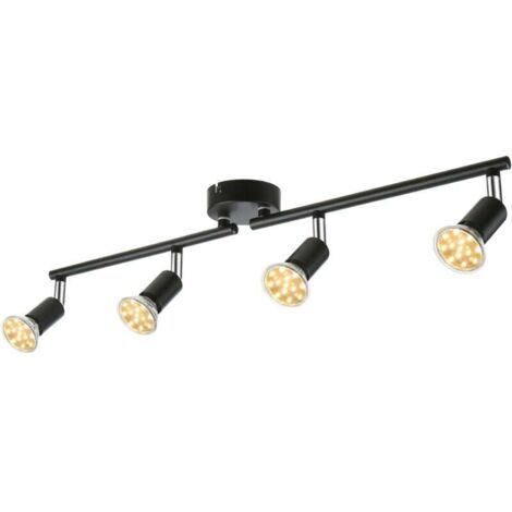 Trywise Spots de plafond réglables Tomshine 4 voies, 4 ampoules LED GU10 4 W, éclairage 400 lm, têtes rotatives flexibles, éclairage sur rail moderne pour cuisine et salon (1/4)