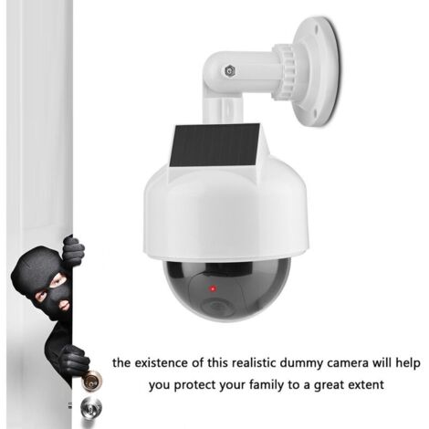 Sécurité Maison Extérieure Caméra De Sécurité Factice Tosuny - Dôme Clignotant LED - Rotation 360° - Alimentation Solaire Et Piles - Intérieur/extérieur Déterrent Sécurité Extérieur