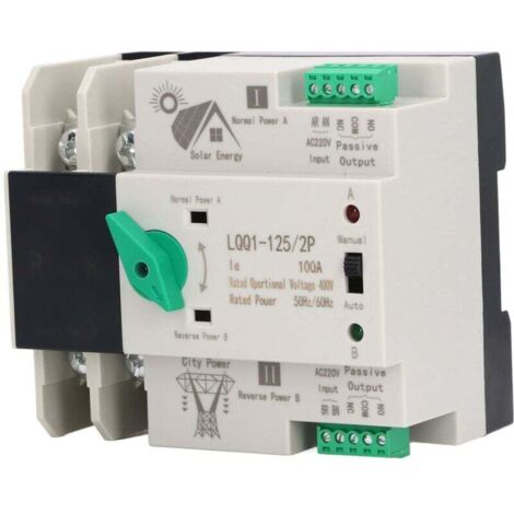 Commutateur de transfert automatique à double alimentation, AC400V 100A 2P Milliseconde, Commutateur de générateur à double alimentation, Disjoncteur électronique domestique. (1/4)