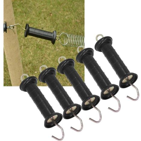Trywise poignée Grande pour Portail clôture électrique avec Crochet pour Ruban ou Corde pour clôture pâturages,5pcs