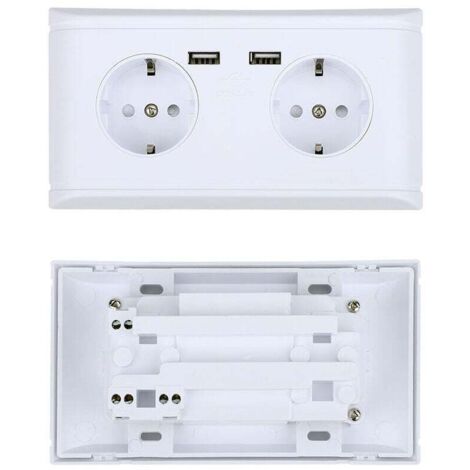 Prise murale multifonctionnelle avec fiche EU, double port USB pour charge de téléphone 250V (1/4)