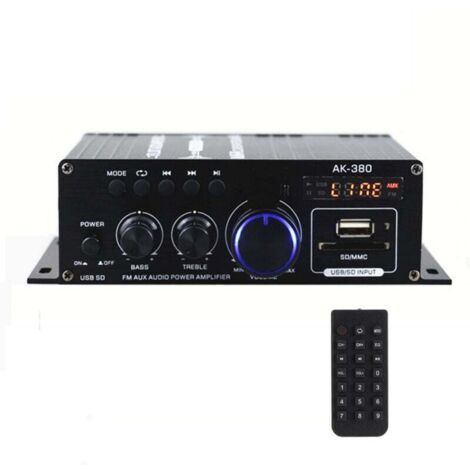 Amplificateur de son 40W + 40W avec télécommande, puissance Bluetooth 2.0CH pour voiture et maison