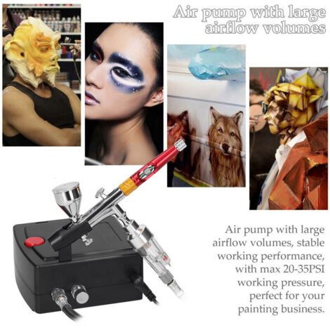 Weytoll Kit Compresseur Aérographe Avec Pompe Pulvérisation - Pour Maquillage, Art, Peinture Modèle (Aérographe Non Inclus)