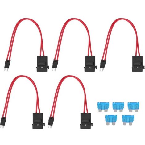 Trywise Connecteur porte-fusible de voiture, 5 pièces, Mini extension de fil robuste pour véhicule ATM 20A 16AWG avec 5 fusibles ACK S 10.9mm (1/4)