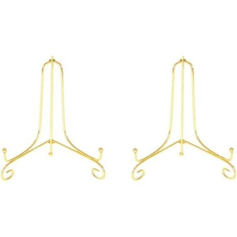 D'une hauteur de 10 cm (4 pouces), cet ensemble comprend deux plateaux en métal plaqué or de style chevalet, adaptés à l'exposition de photographies, de cadres, de recettes, d'assiettes décoratives, (1/4)
