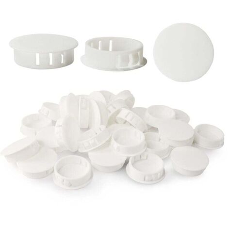 Embouts d'insertion - Embouts de fixation ronds verrouillables - Pour tubes de poteaux de clôture de meubles - 35 mm, 30 unités - Blanc (1/4)