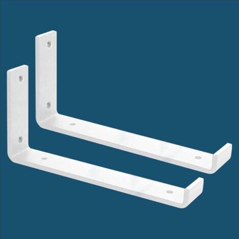 Lot de 2 supports muraux d'échafaudage de 5 mm d'épaisseur - Support mural - Avec vis assorties blanches (25 cm) (1/4)