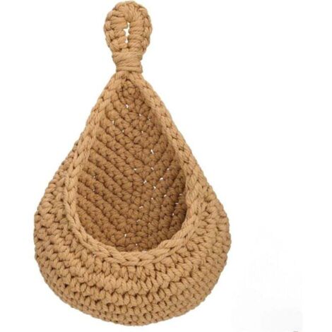 Panier suspendu en corde de coton, panier de rangement style bohème, panier à fruits et légumes (1/4)