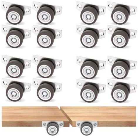 16 poulies de support anti-porte, roues directionnelles linéaires pour pieds de table, rouleaux fixes latéraux, 1pouces, marron (1/4)