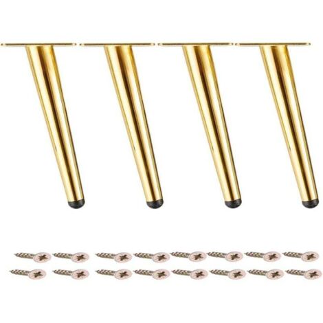 Pieds de table en métal, pieds de canapé inclinés, pour régler la hauteur de la table, doré, lot de 4, 10 cm (1/4)