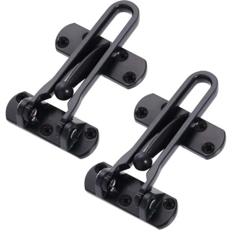Serrure de porte à bascule, protection de porte durable pour portes avant et avant, idéale pour la sécurité de la maison (noir, paquet de 2) (1/4)