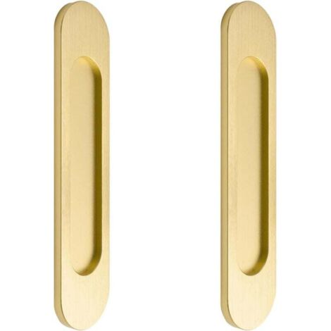 Lot de 2 poignées de porte coulissante ovales autocollantes pour armoires, fenêtres et portes coulissantes (dorées) (1/4)