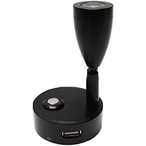 Lampe de lecture avec interrupteur tactile marche/arrêt et support USB. 5 V/2 A, convient aux caravanes, camping-cars,bateaux,lumière blanche (noir) (1/4)