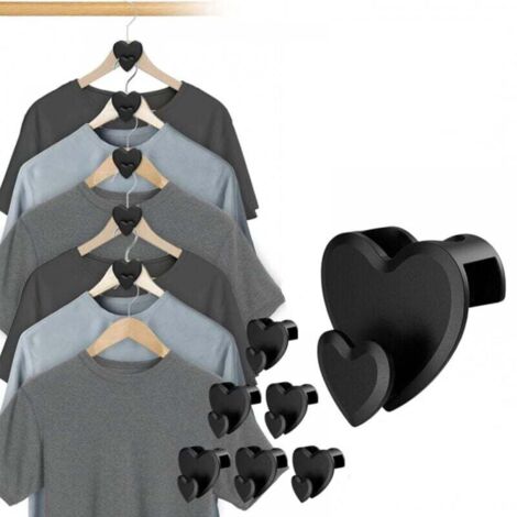 Crochets gain de place en forme de cœur - Extensions de cintres pour garde-robe (12 pièces, en forme de cœur) (1/4)