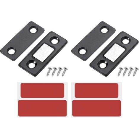 Lot de 2 verrous magnétiques pour armoires, tiroirs, portes coulissantes pour placards de cuisine, noirs (1/4)