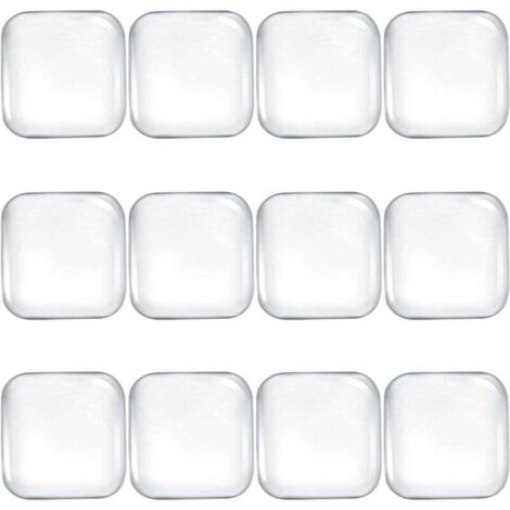 Lot de 12 butées de porte murales carrées transparentes - Butées de porte en caoutchouc flexibles transparentes autocollantes (1/4)