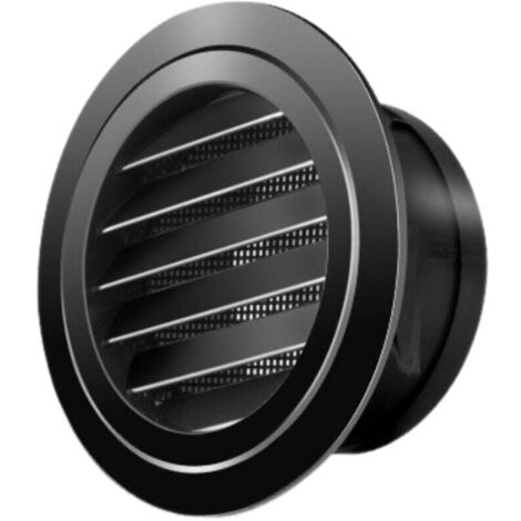 Grille de ventilation ronde, version à persiennes inclinées, pour cuisines, salles de bains, pour ouvertures de 125 mm de diamètre, noire