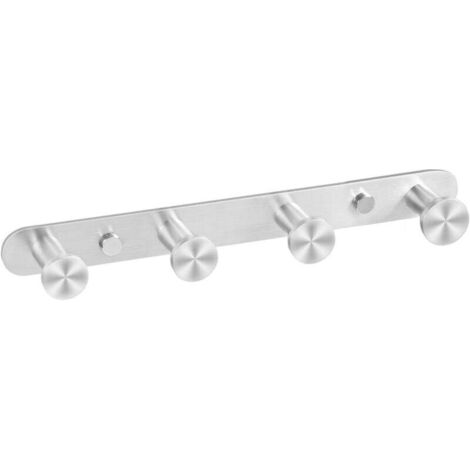 Porte-manteau mural robuste en acier inoxydable pour salle de bain, 4 crochets, argenté (1/4)