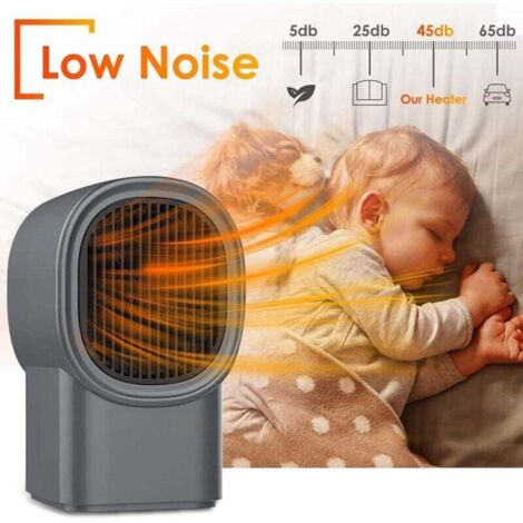 (Noir) Mini chauffage d'appoint électrique avec ventilateur, en céramique, pour la maison, silencieux, rechargeable par USB, idéal pour la chambre ou le bureau. Économie d'énergie garantie.