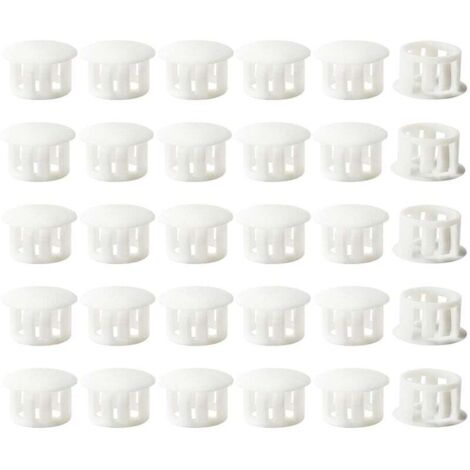 Embouts d'insertion - Embouts de fixation ronds verrouillables - Pour tubes de poteaux de clôture de meubles - 15 mm, 30 unités - Blanc (1/4)
