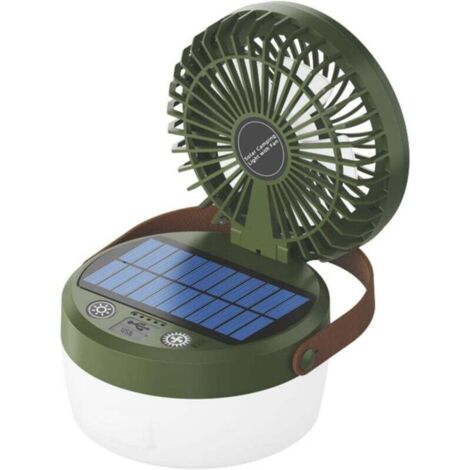 Lampe de camping 3 en 1 avec ventilateur pliable, idéale pour le camping et les voyages en plein air (vert) (1/4)