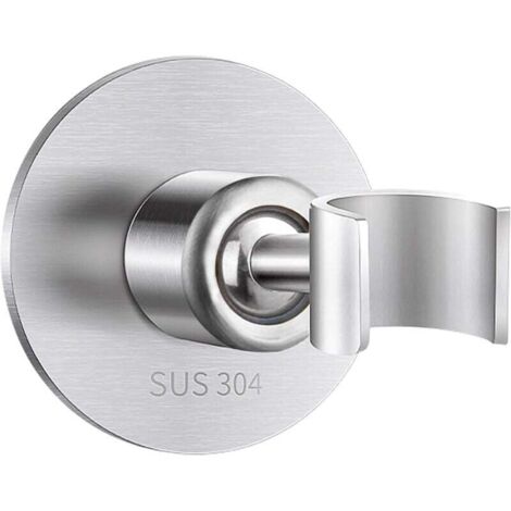 Support de pommeau de douche sans perçage, support de pommeau de douche en acier inoxydable 304, réglable à 360° (argent) (1/4)