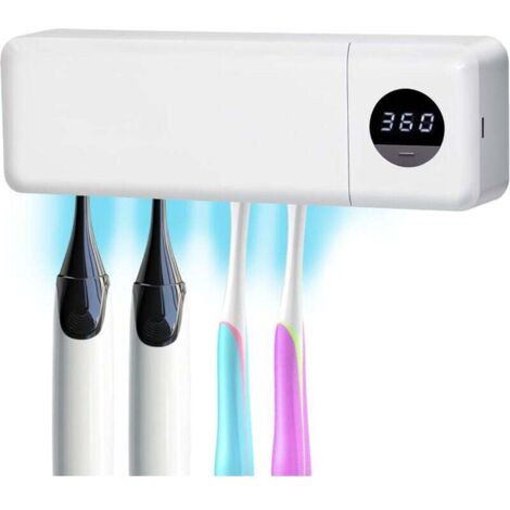 Stérilisateur de brosse à dents UV - Brosse à dents rechargeable intelligente avec lumière et séchage à l'air - Support mural pour salle de bain (1/4)