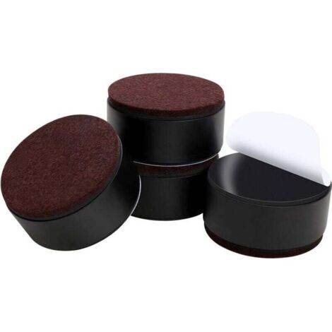 Lot de 4 rehausseurs de meubles en acier carbone de 5 cm, rehausseurs de lit de 6 cm, rehausseurs de meubles (ronds noirs) (1/4)