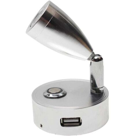 Lampe de lecture avec interrupteur tactile marche/arrêt et support USB. 5 V/2 A, convient aux caravanes, camping-cars,bateaux,lumière blanche (argent) (1/4)