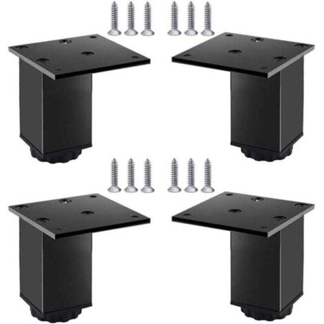 Pieds de meubles réglables en aluminium, lot de 4, pour meubles, canapés et tables, noir, 6 cm (plage de réglage 60-78 mm) (1/4)