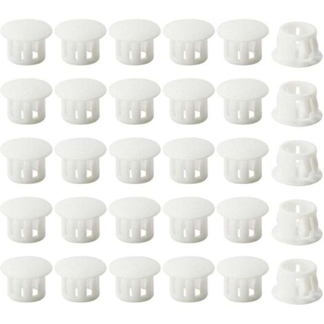 Embouts d'insertion - Embouts de fixation ronds verrouillables - Pour tubes de poteaux de clôture de meubles - 12 mm, 30 unités - Blanc (1/4)