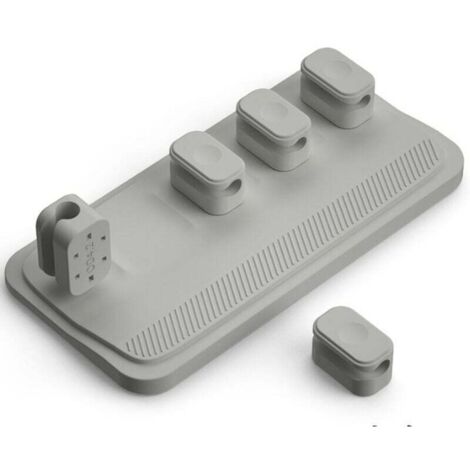 1 pince magnétique grise pour câbles, avec 5 attaches et 1 base. Organisateur de câbles, support de rangement pour câbles de chargeur, d'ordinateur o (1/4)