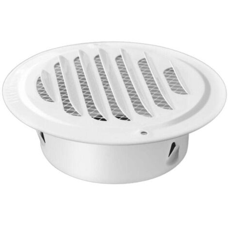 Grille de ventilation ronde plate en acier inoxydable avec moustiquaire, pour ouverture de 70 mm de diamètre, blanche (1/4)
