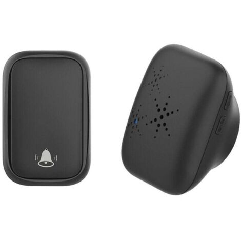 Sonnette sans fil auto-alimentée, pas besoin de pile, portée 150 m, prise européenne, 1 sonnette 1 récepteur (noir) (1/4)