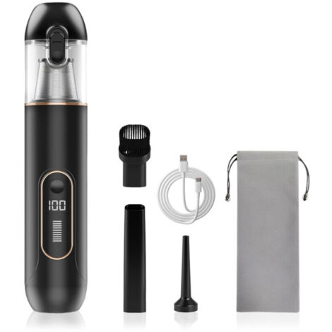 Aspirateur à main sans fil 13000 Pa, mini design pour auto, PC, canapé et maison. Nettoyage des fissures, fonction soufflage, batterie 1800 mAh.