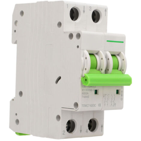 Disjoncteur pour Système PV Solaire DC550V Miniature, Déclenchement Thermomagnétique, Sectionneur 2P 16A (1/4)