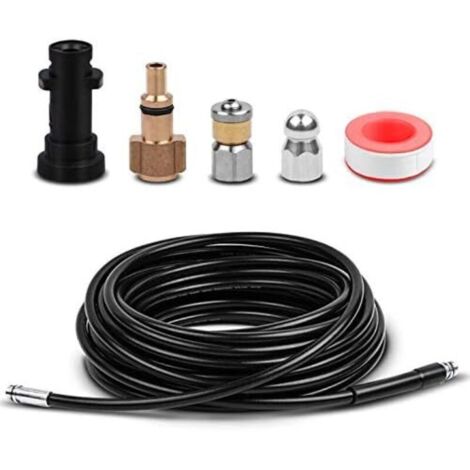 15M Kit Tuyau Déboucheur Flexible Haute Pression avec Adaptateur Convient pour Kärcher K2 K3 K4 K5 K6 K7 H111 (1/4)