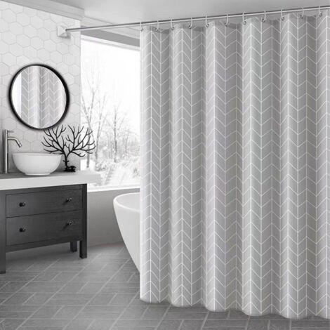 Ensemble Rideau de Douche à Partition - Moderne Abstrait Imperméable et Anti-Moisissure - Tissu Étanche