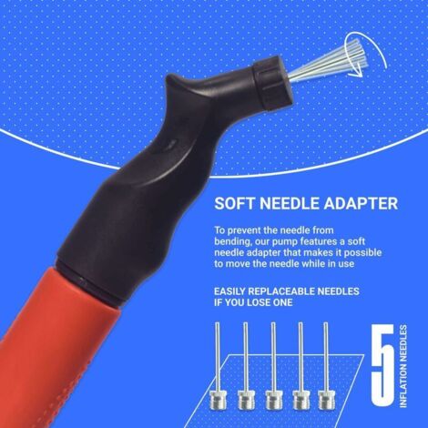 Pompe à Ballon avec 5 Aiguilles, Système de gonflage Push Pull, Idéal pour Tous Les Ballons de Sport, Pompe de Football, Pompe de Volley, Gonfleur de Basket-Ball