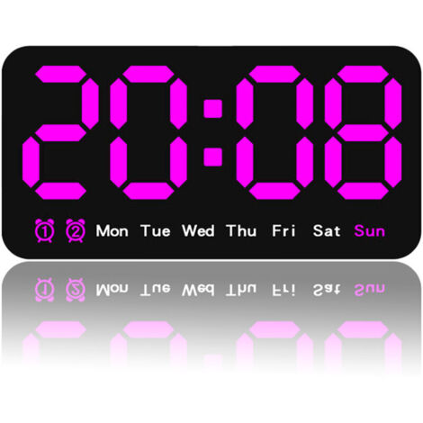 Horloge Murale Digitale à Grand Affichage - Réveil LED avec Double Alarme et Luminosité Réglable (1/4)