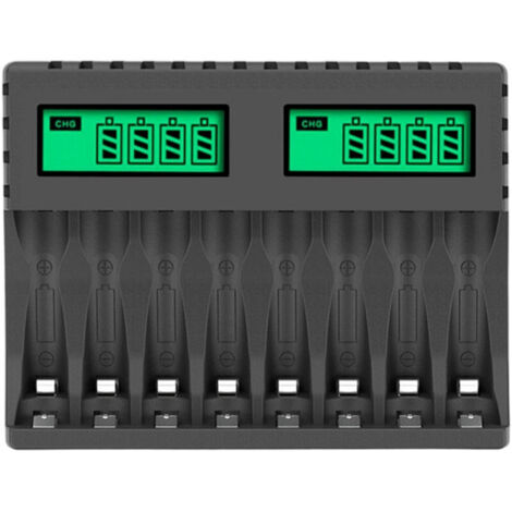 Chargeur intelligent 8 emplacements avec écran LCD - Pour piles AA/AAA NiCd/NiMH rechargeables - Contrôle de charge précis (1/4)