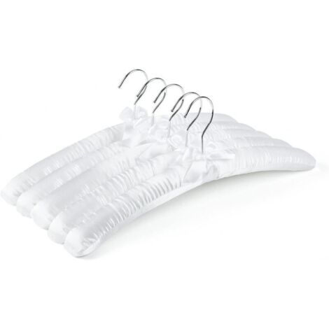 Lot de 10 Extra Longs Cintres en Satin Blanc 38cm, Cintre en Soie Douce pour Mariée T-Shirts Chemises Manteaux Robe Pulls H239 (1/4)