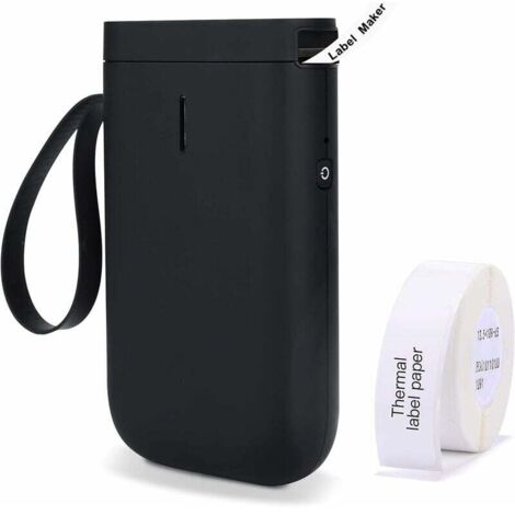 Étiqueteuse avec Ruban adhésif, sans Fil, Bluetooth, Portable, Mignon, Transparent, imprimante d'étiquettes Autocollantes sans Encre avec différentes Polices (Noir) (1/4)