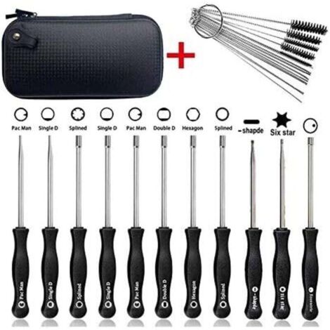 11 PièCes SéRies D'Outils de Tournevis de RéGlage Carburateur avec des Aiguilles de Nettoyage en Carbu Brosses AdaptéEs pour Le Carburateur à 2 Cycles Commun H623 (1/4)