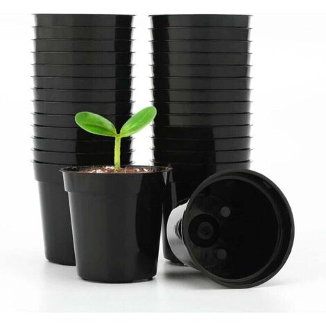 50 Pièces Petits Pots pour Semis,Mini Rond Brillant Pot Plante de semis,pour Semis de Petites Plantes,Noir H243 (1/4)