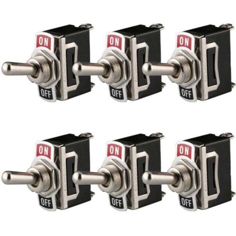 Interrupteur à Bascule 12V-24V-48V-110V/10A, 220V-230V/6A, SPST ON/OFF 2 Positions 2 Broches, pour Voiture Tableau de Bord Lumière (Pack de 6, Noir) (1/4)