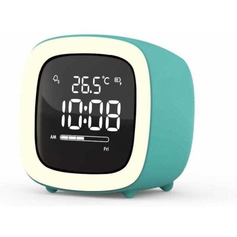 Réveil pour Enfants avec Veilleuse - Rechargeable, Double Alarme, Affichage Température, Mode Week-end, Fonction Snooze (1/4)