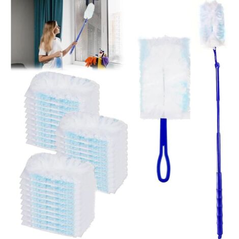 52 Pièces Recharges Compatible avec Swiffer Plumeau Poussiere, Plumeau Poussière avec 1 Poignée, 1 Telescopique Compatible avec Swiffer Recharge Kit, Recharges pour Plumeau Retient la Poussière (1/4)