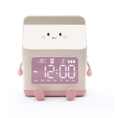 Réveil Enfant Design Biberon/Lait - Pour Filles - Fonction Snooze, Entraînement au Sommeil - Pour École ou Maison (1/4)